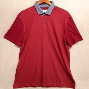 Arturo Calle Mens Chambray Collar Polo Shirt Sz.Large/Red/Golf-Casual/Designer